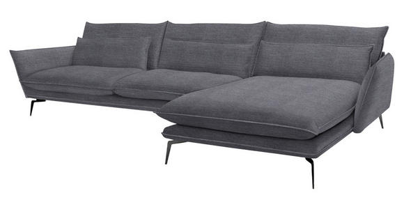 ECKSOFA in Webstoff Anthrazit  - Anthrazit/Schwarz, Design, Textil/Metall (338/165cm) - Hom`in