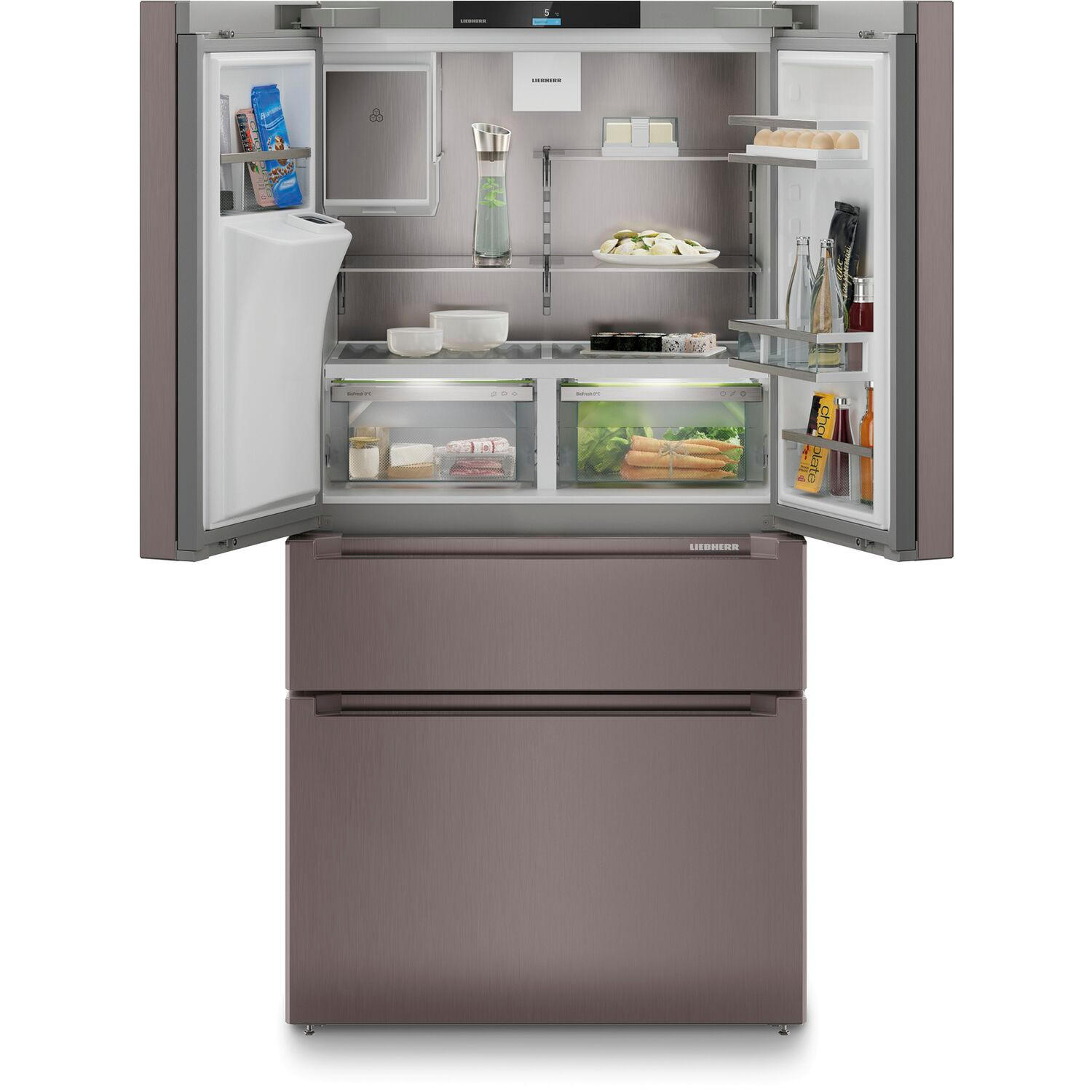 FRENCH-DOOR MBTSDI9528  - Graubraun, Basics, Glas/Metall (90,6/180,5/74,5cm) - Liebherr