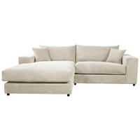 ECKSOFA  Cord, Velours Creme  - Creme/Schwarz, Basics, Kunststoff/Textil (180/265cm) - Livetastic