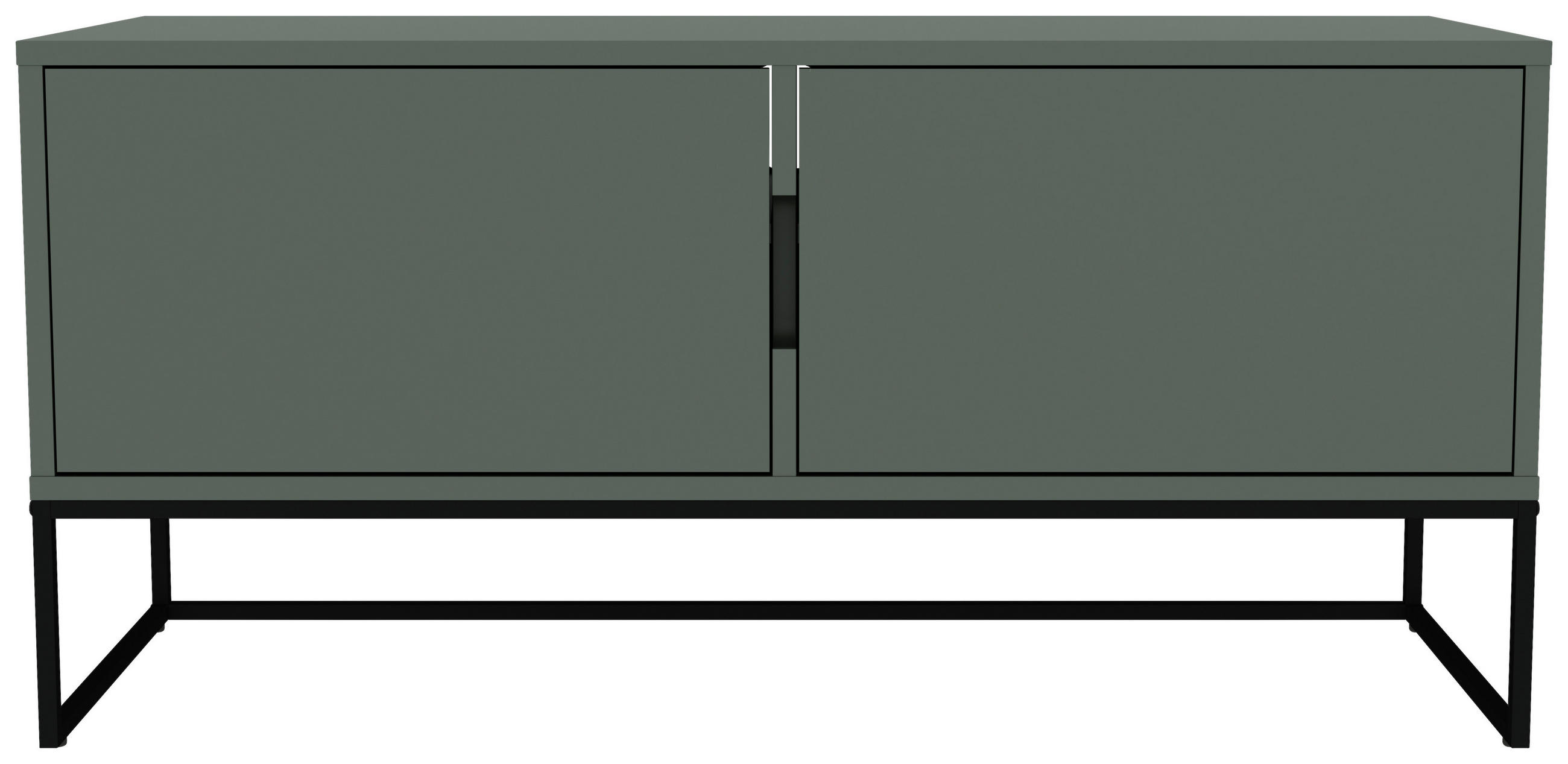 NÍZKÁ KOMODA, tmavě zelená, 118/57/43 cm - černá/tmavě zelená, Design, kov/kompozitní dřevo (118/57/43cm)