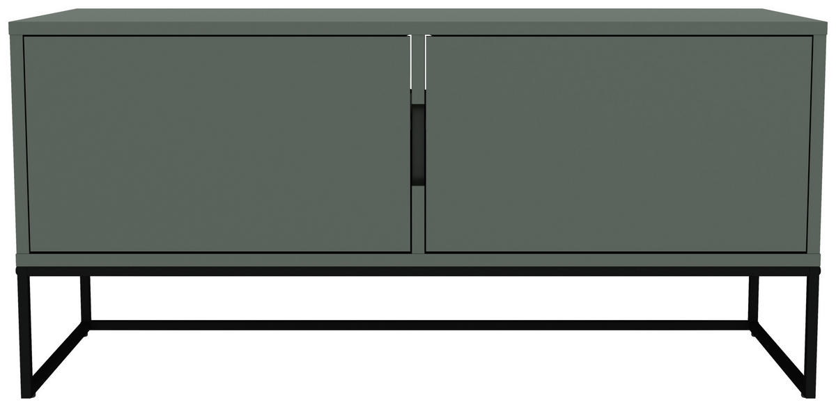 NÍZKÁ KOMODA, tmavě zelená, 118/57/43 cm - černá/tmavě zelená, Design, kov/kompozitní dřevo (118/57/43cm)