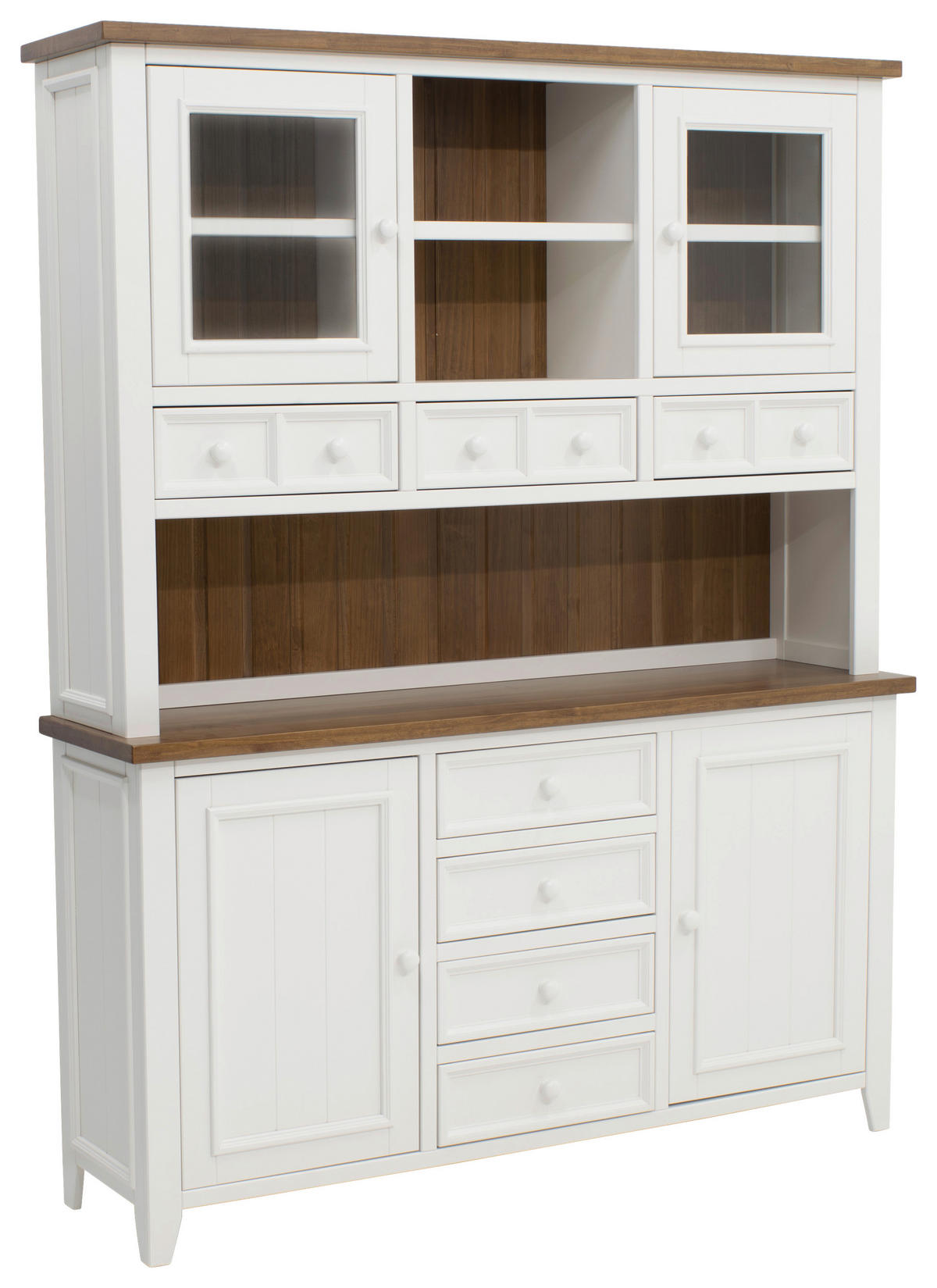 BUFFET 159/200/40 cm  in Weiß, Eiche dunkel  - Eiche dunkel/Weiß, MODERN, Glas/Holz (159/200/40cm) - MID.YOU