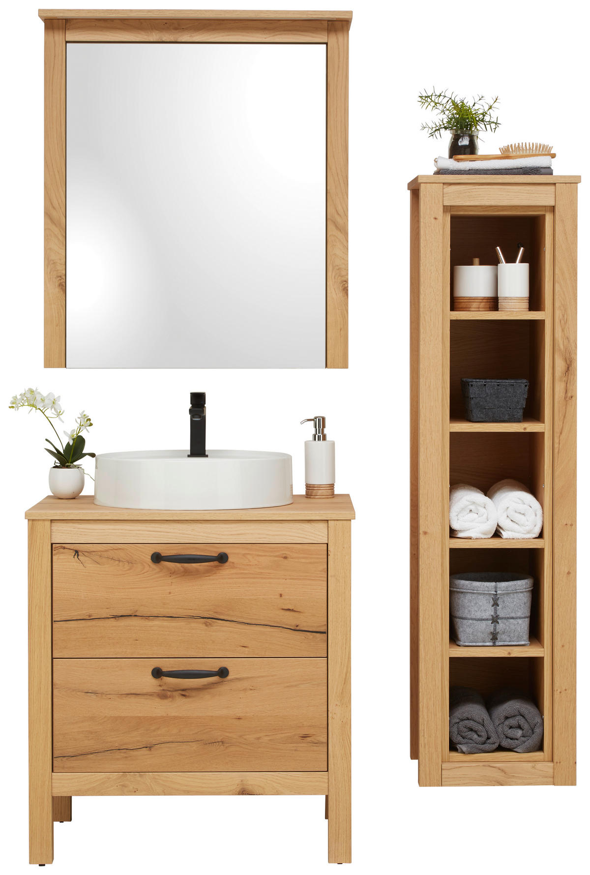 BADEZIMMER  in 70 cm  - Eichefarben/Weiß, MODERN, Glas/Holz (70cm) - Landscape