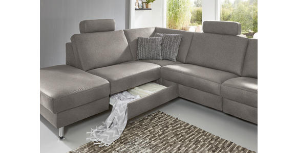 ECKSOFA in Mikrofaser Alufarben 242/275 cm - Alufarben, Design, Textil/Metall (242/275cm) - Dieter Knoll