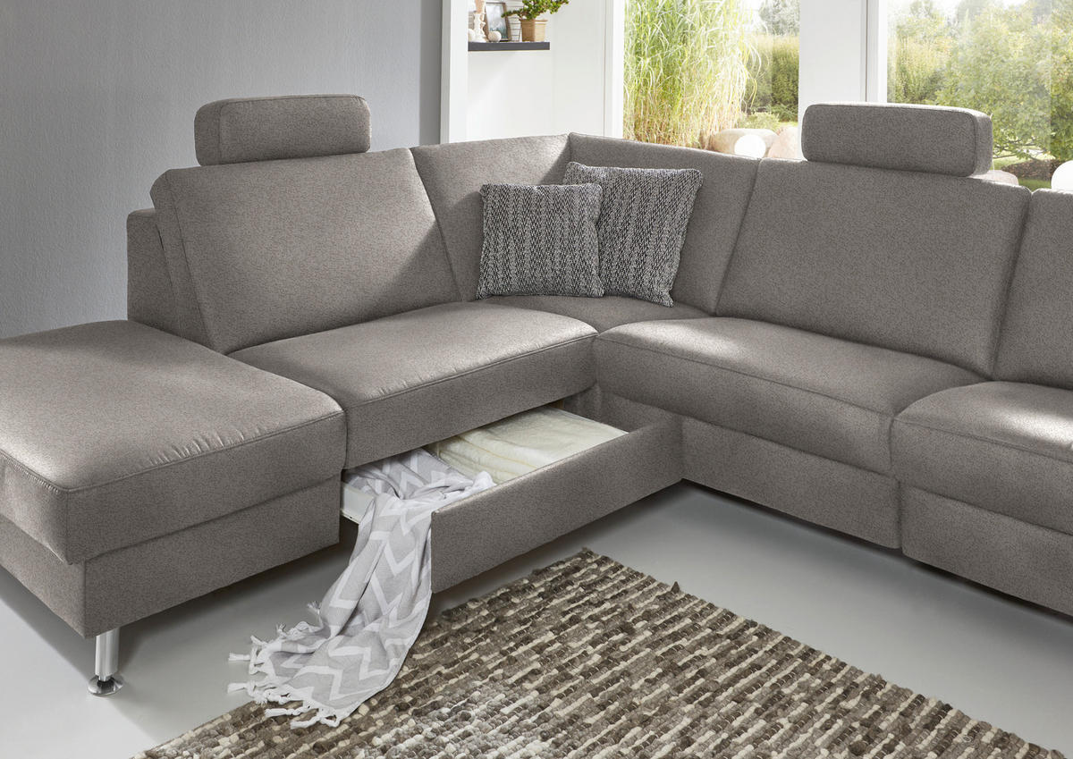HÖRNSOFFA i mikrofiber aluminiumfärg  - aluminiumfärg, Design, metall/textil (242/275cm) - Dieter Knoll