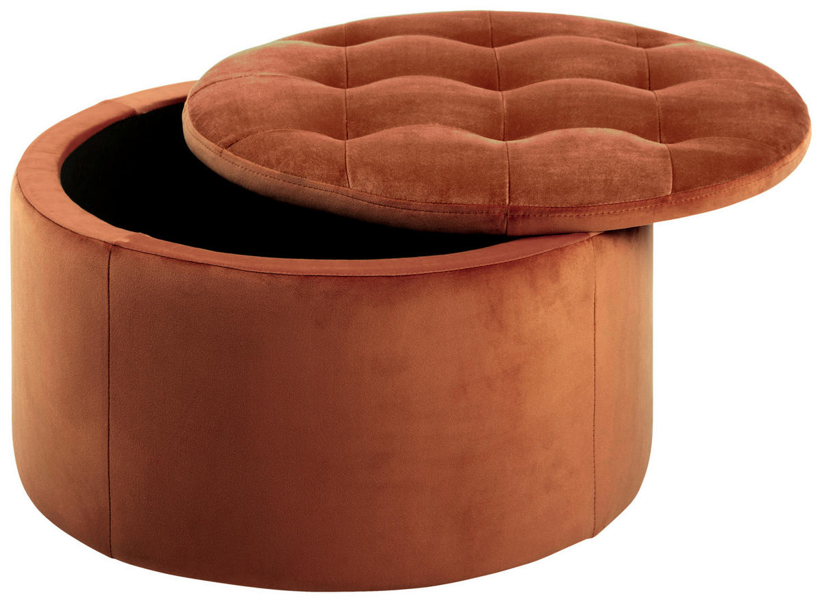 TABURET, textil, 60/35/60 cm - bílá/oranžová, Moderní, textil/plast (60/35/60cm) - Livetastic