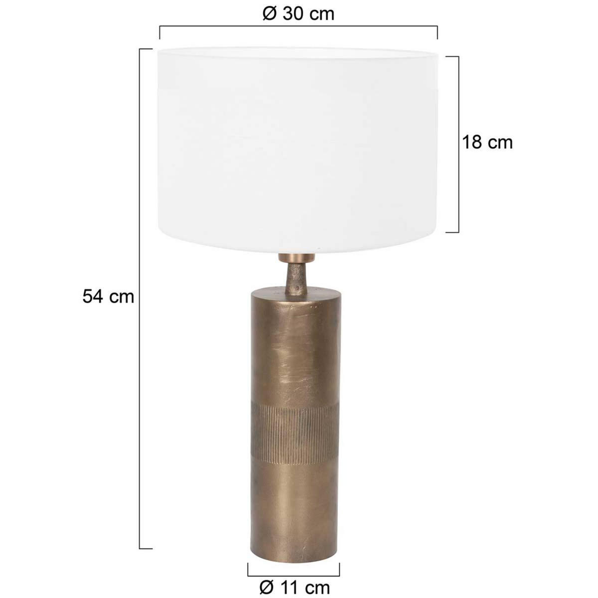 TISCHLEUCHTE - Bronzefarben/Weiß, Trend, Textil/Metall (30/55/30cm)