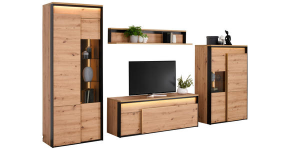 TV-ELEMENT Schwarz, Eiche Artisan  - Schwarz/Eiche Artisan, Design, Holzwerkstoff/Kunststoff (155/55/41cm) - Hom`in