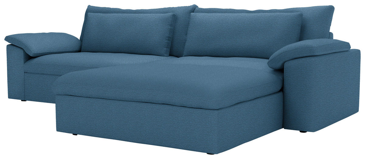 ECKSOFA  Chenille Blau  - Blau/Schwarz, Modern, Kunststoff/Textil (306/198cm) - Carryhome