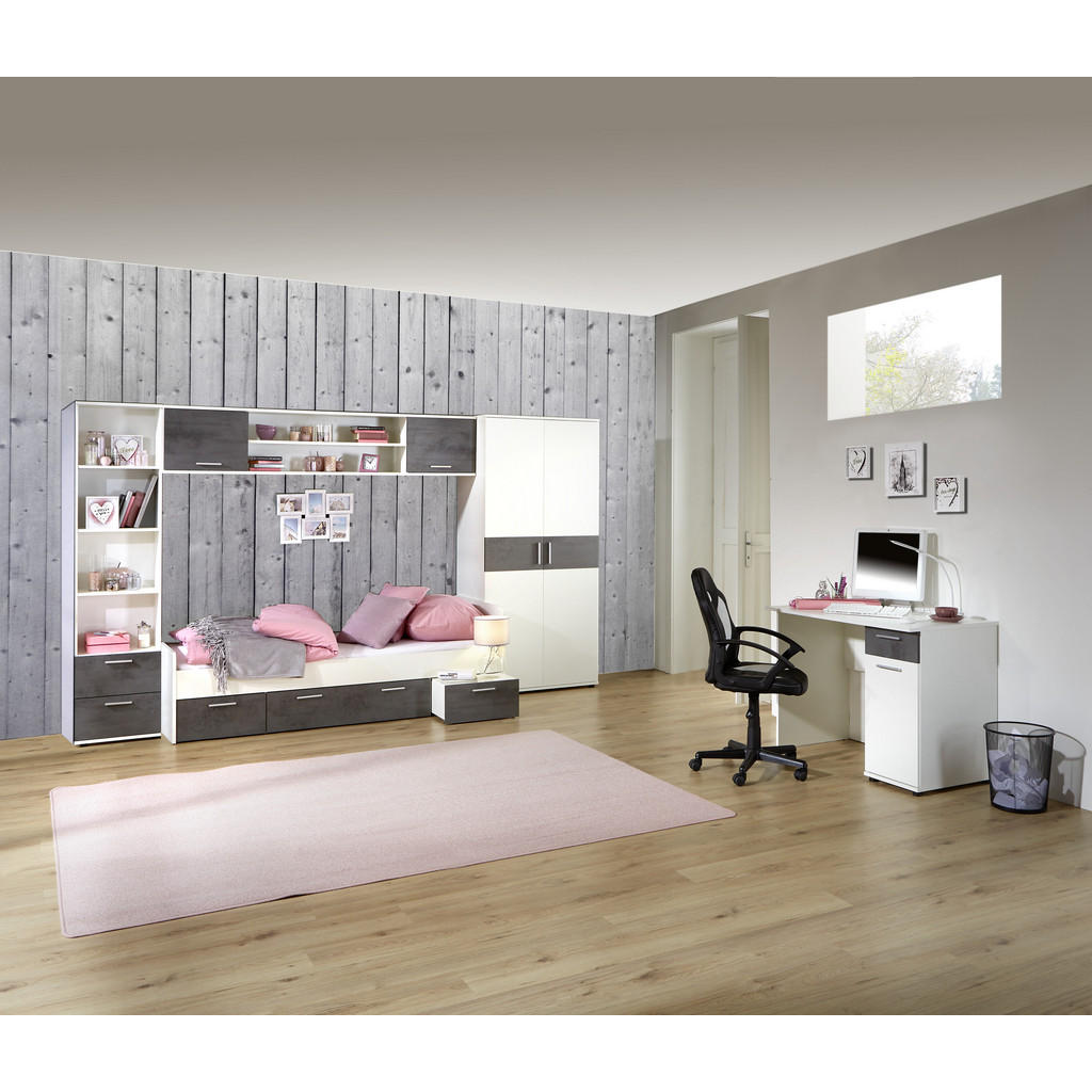 Thumbnail - Mid.you Kleiderschrank, Weiß, Dunkelgrau, Holzwerkstoff, 3 Fächer, 90x191.1x55 cm, Kinder- & Jugendzimmer, Jugendmöbel, ...