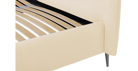 POLSTERBETT gepolstertes Kopfteil, Lattenrost, Bettkasten Beige 200/200 cm  - Beige/Schwarzchrom, KONVENTIONELL, Leder/Holz (200/200cm) - Esposa