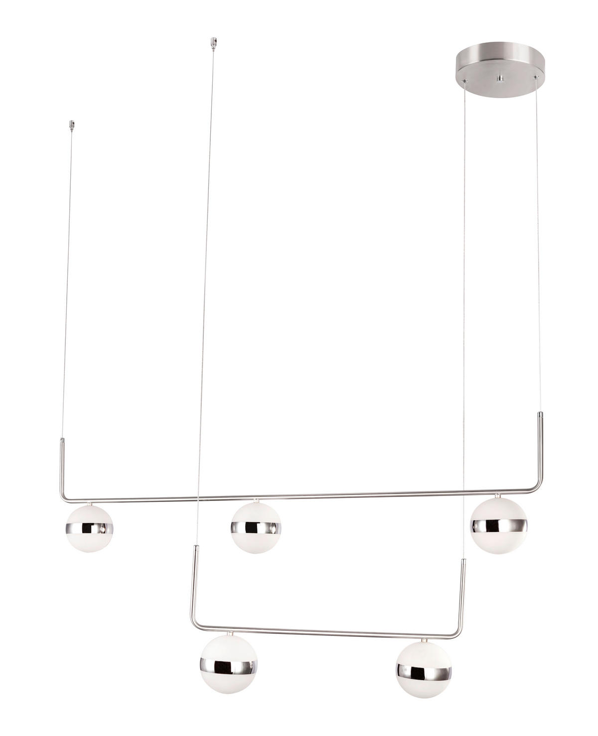 LED-HÄNGELEUCHTE 130/38/150 cm  - Weiß/Nickelfarben, Design, Kunststoff/Metall (130/38/150cm) - Globo