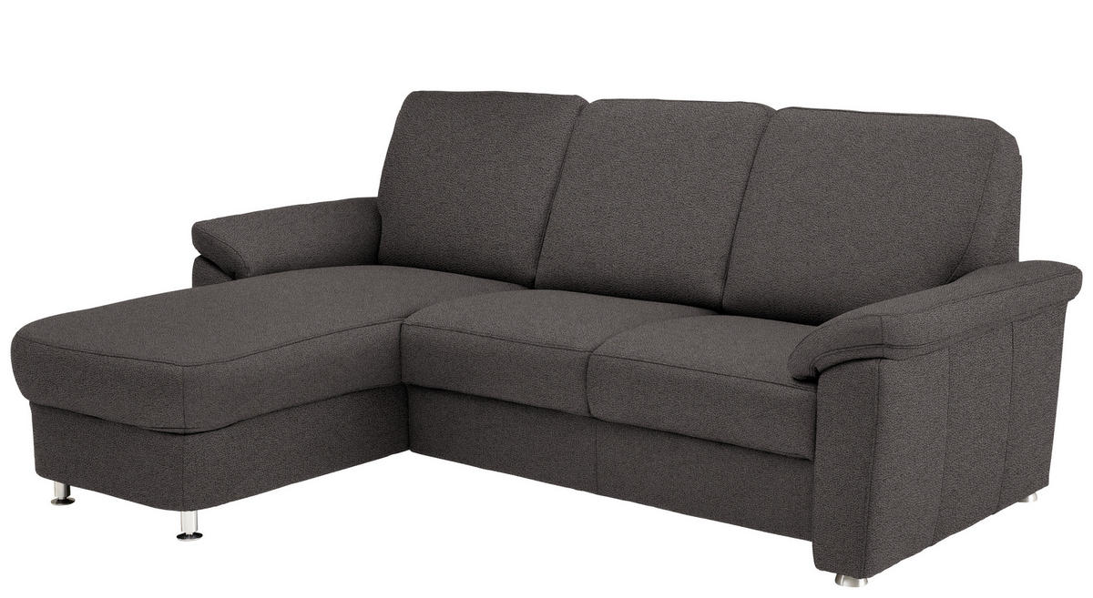 ECKSOFA in Flachgewebe Dunkelgrau  - Chromfarben/Dunkelgrau, Konventionell, Textil/Metall (163/250cm) - Beldomo System