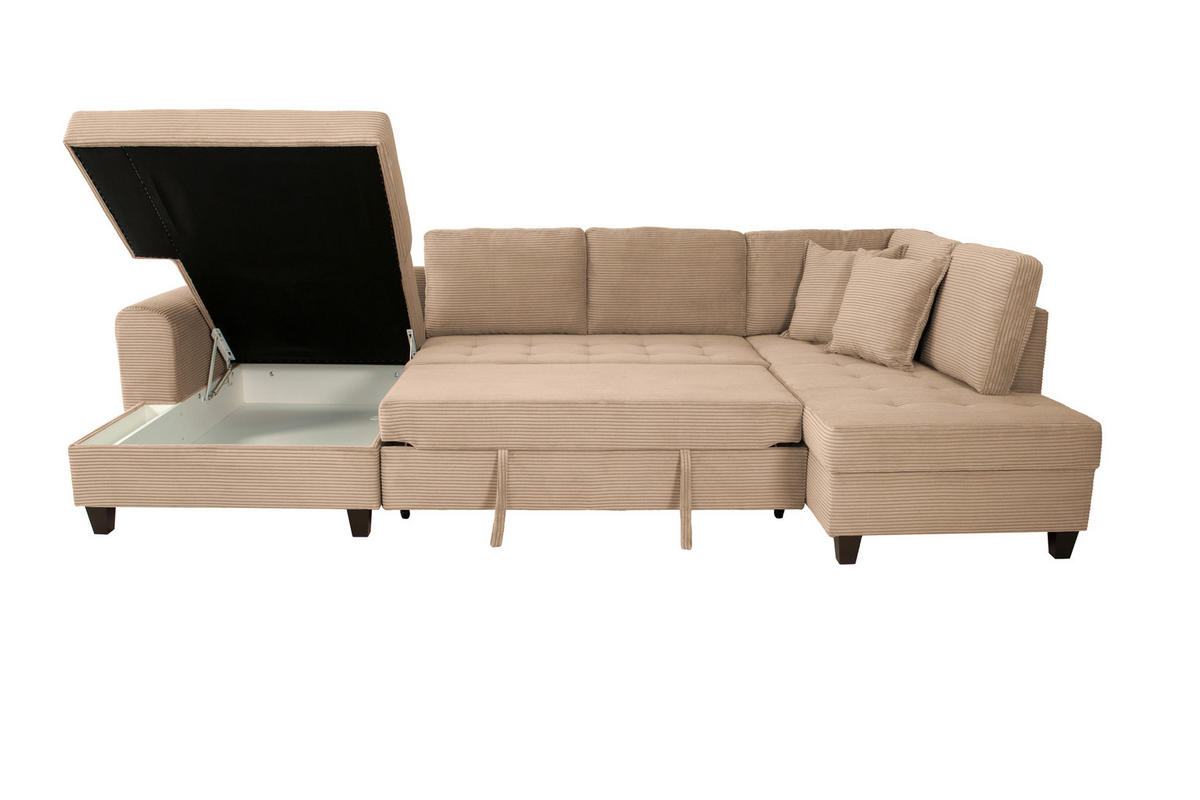 WOHNLANDSCHAFT MORITZ Karamell Cord  - Karamell, Trend, Textil (155/324/178cm) - P & B