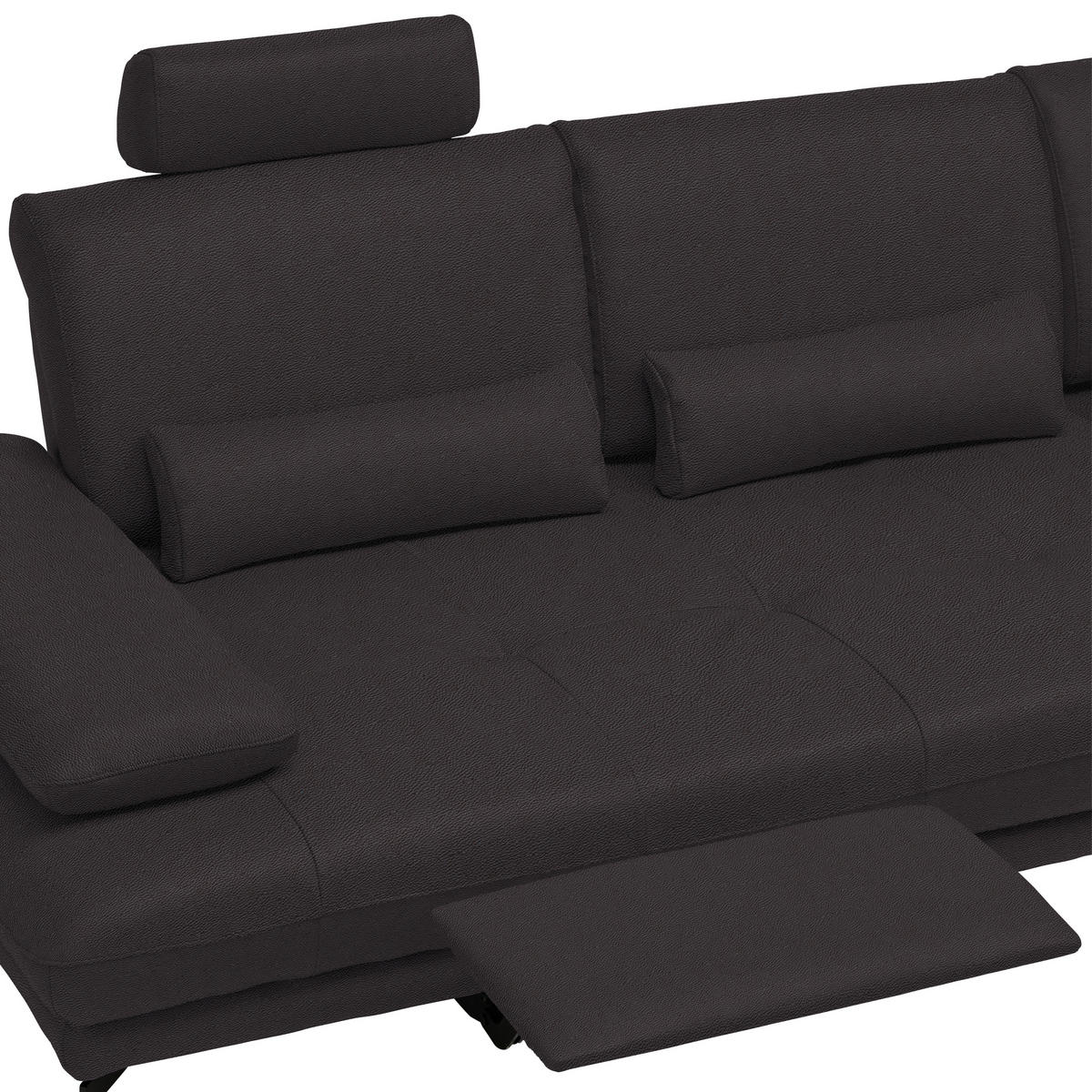 ECKSOFA in Echtleder Dunkelbraun  - Dunkelbraun/Schwarz, Design, Leder/Metall (273/187cm) - Celina Home
