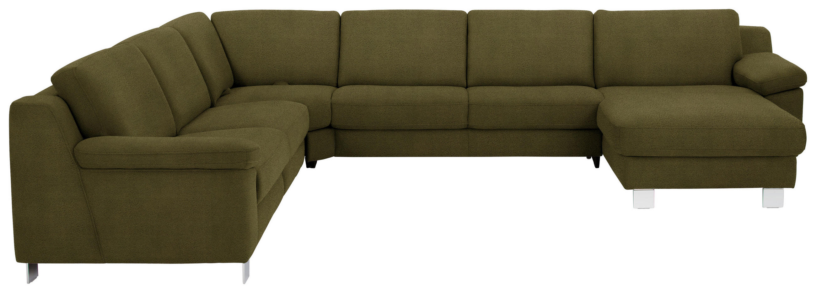 WOHNLANDSCHAFT in Mikrofaser Grün  - Chromfarben/Grün, Design, Textil/Metall (278/364/166cm) - Valdera