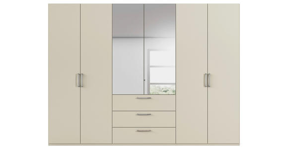 DREHTÜRENSCHRANK 301/223/61 cm,  in Champagner, 6-türig  - Chromfarben/Edelstahlfarben, Basics, Glas/Holzwerkstoff (301/223/61cm) - Novel