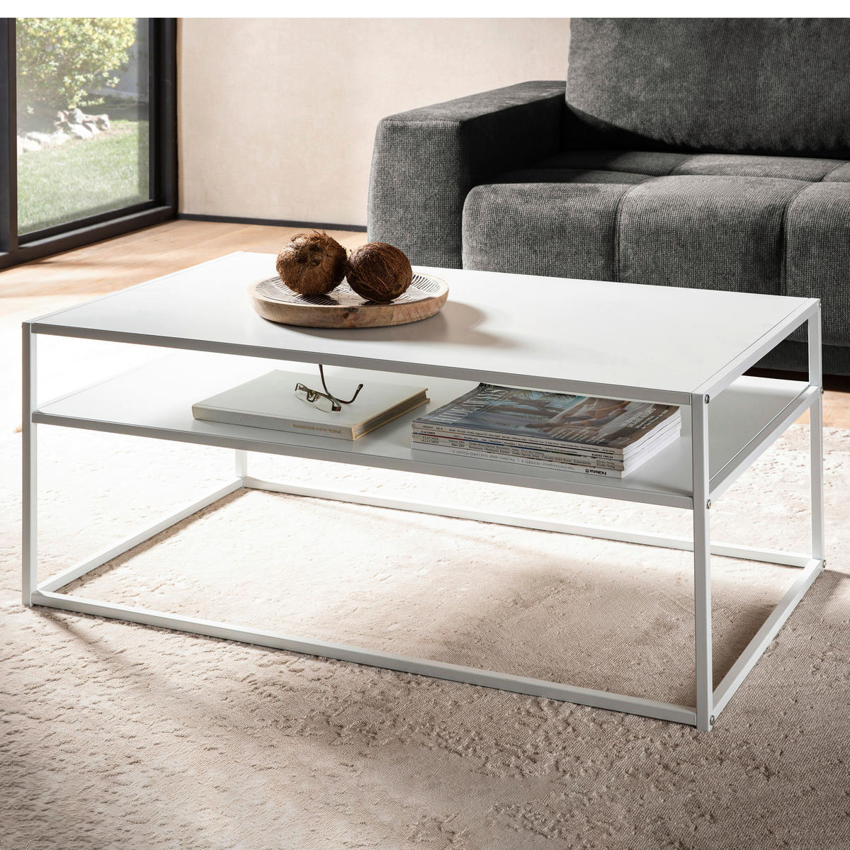 COUCHTISCH in Metall 100/60/45 cm  - Weiss, Design, Metall (100/60/45cm) - MID.YOU