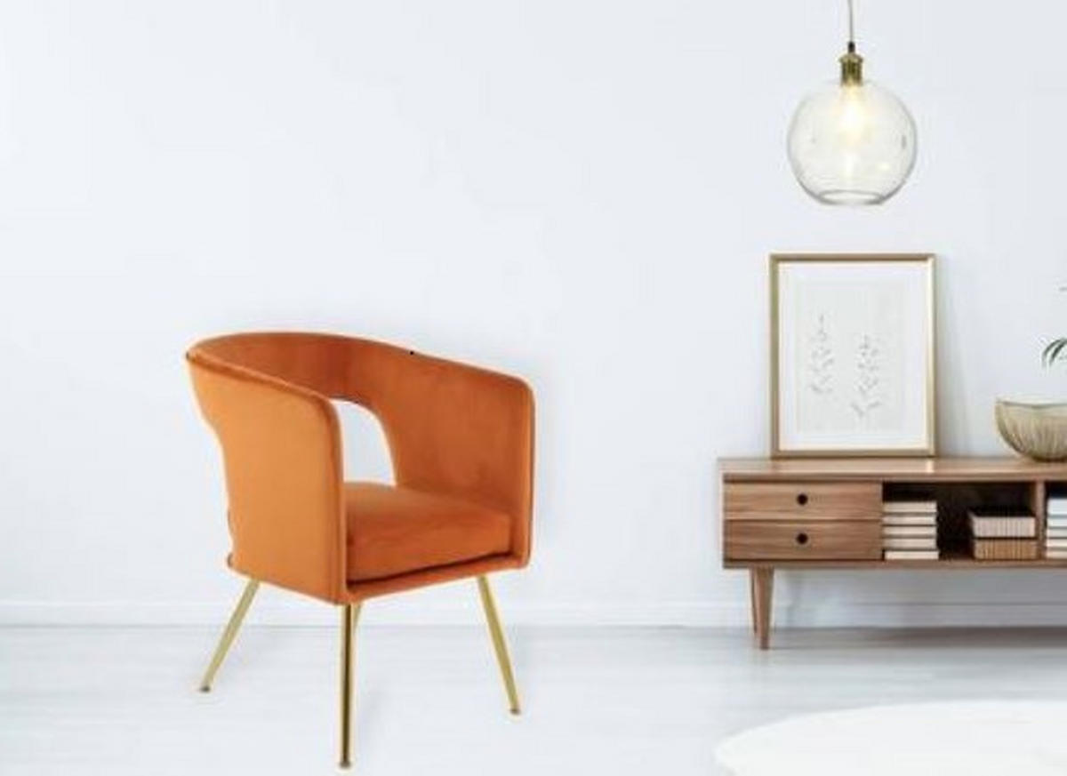 STOLIČKA S PODRÚČKAMI, železo, oranžová - oranžová, Trend, kov/kompozitné drevo (63/60/77cm)