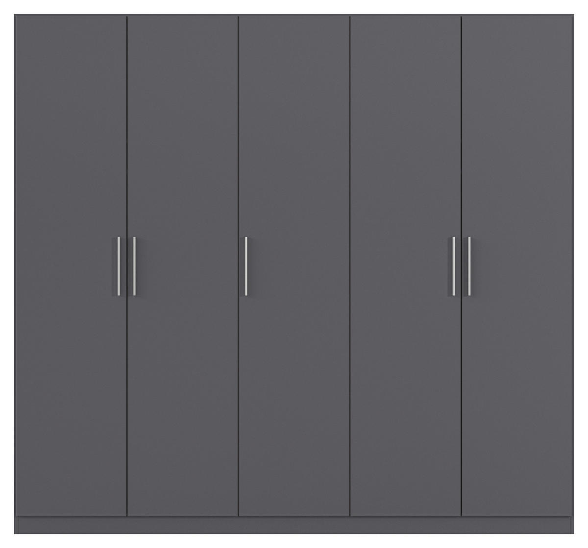 DREHTÜRENSCHRANK 226/210/54 cm,  in Grau, 5-türig  - Alufarben/Grau, KONVENTIONELL, Holzwerkstoff/Kunststoff (226/210/54cm) - home24