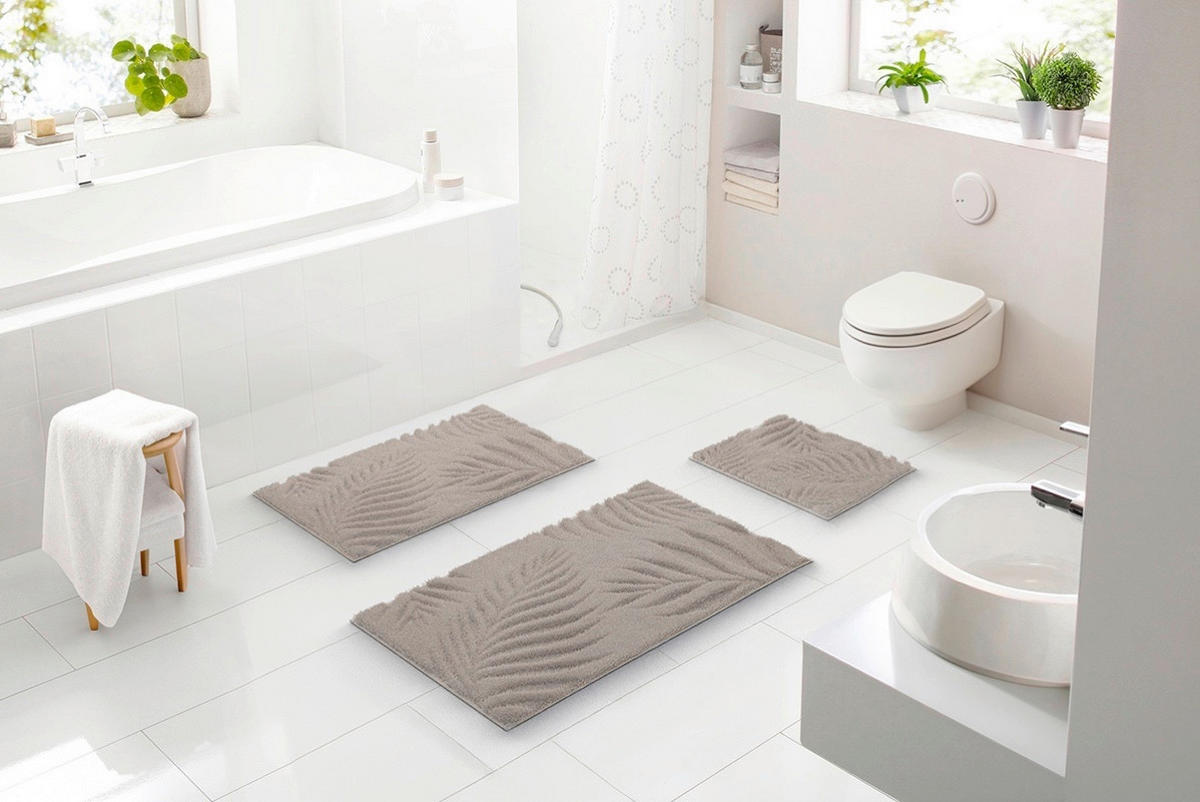 KUPAONSKI TEPIH bež  GRUND  - bež, Basics, tekstil/plastika (60/100cm) - Grund