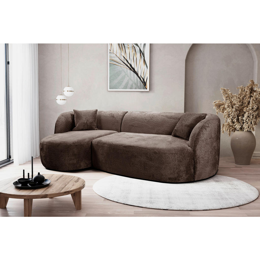 Thumbnail - Mid.you Ecksofa, Braun, Textil, 3-Sitzer, Ottomane links, L-Form, 264x143 cm, Made in EU, Wohnzimmer, Sofas & Couches, W...