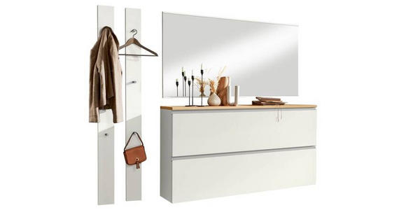 GARDEROBE 4-teilig in 160/20/31 cm - Eichefarben/Weiß, Design, Holz (160/20/31cm) - Dieter Knoll