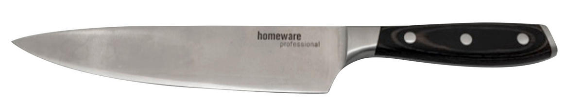 SZAKÁCSKÉS 34 cm  - sötétbarna/nemesacélszínű, Konventionell, faalapú anyag/fém (34cm) - Homeware Profession.