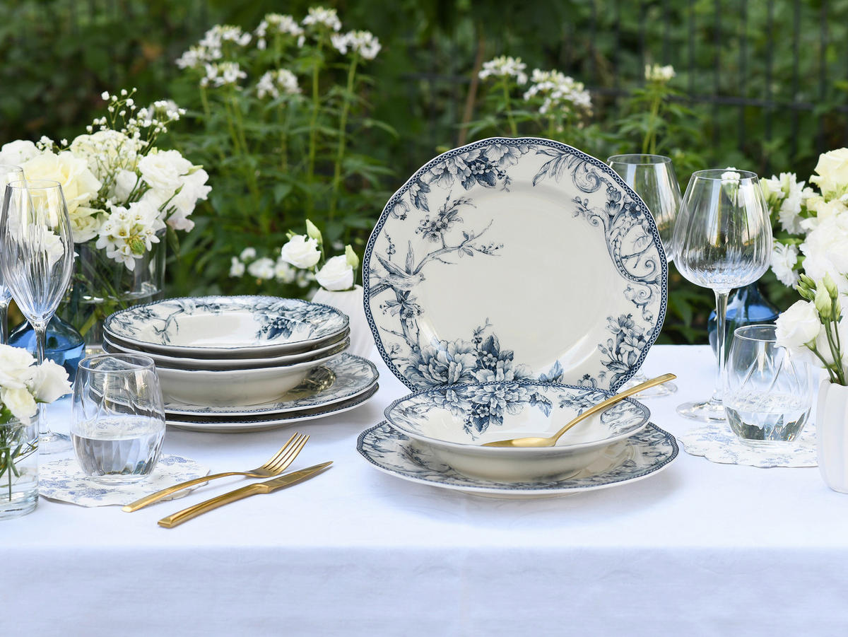 TAFELSERVICE Adelaide Blau 8-teilig  - Blau/Weiß, Basics, Keramik - Creatable