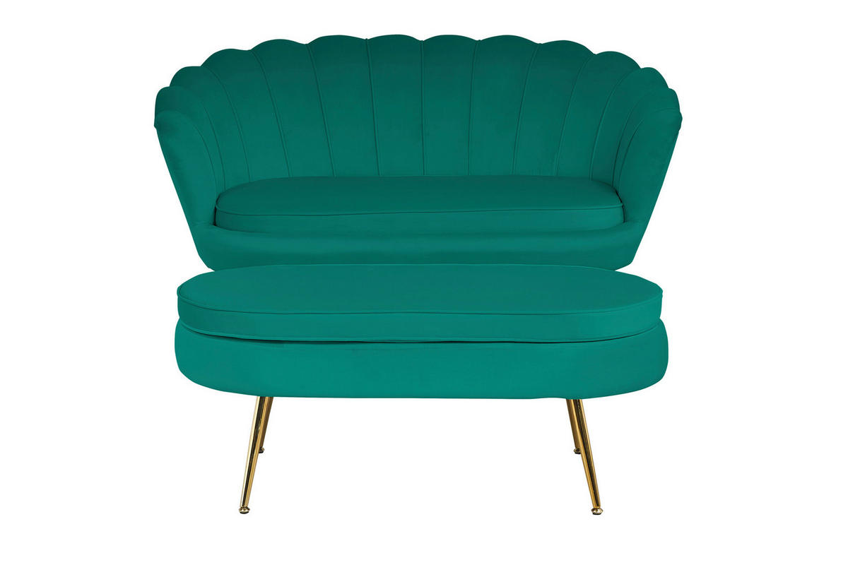 HOCKER in Textil Grün  - Goldfarben/Grün, MODERN, Textil/Metall (99/40/44cm) - Livetastic