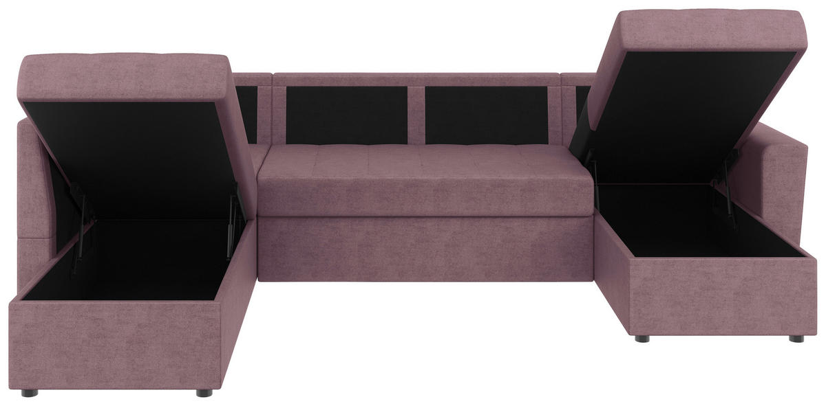 WOHNLANDSCHAFT TERMOLI Rosa Jacquard  - Schwarz/Rosa, Design, Kunststoff/Textil (212/297/155cm) - MID.YOU