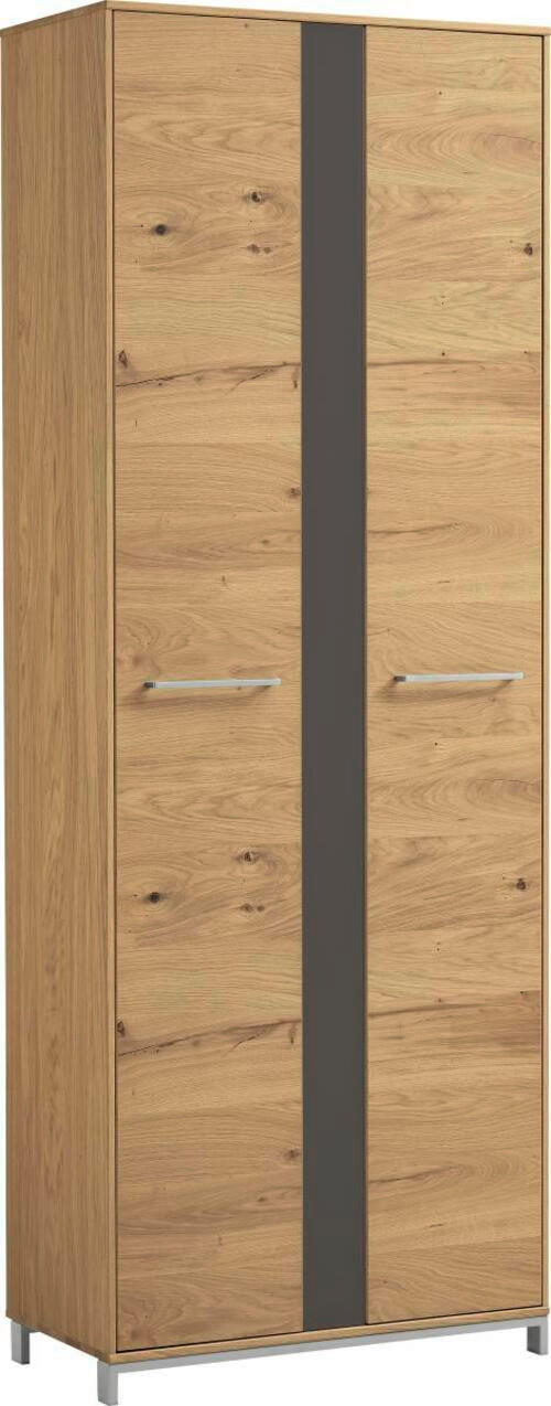 GARDEROBENSCHRANK in 72/195/37 cm - Edelstahlfarben/Eichefarben, Design, Glas/Holz (72/195/37cm)