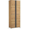 GARDEROBENSCHRANK  in 72/195/37 cm  - Edelstahlfarben/Eichefarben, Design, Glas/Holz (72/195/37cm)
