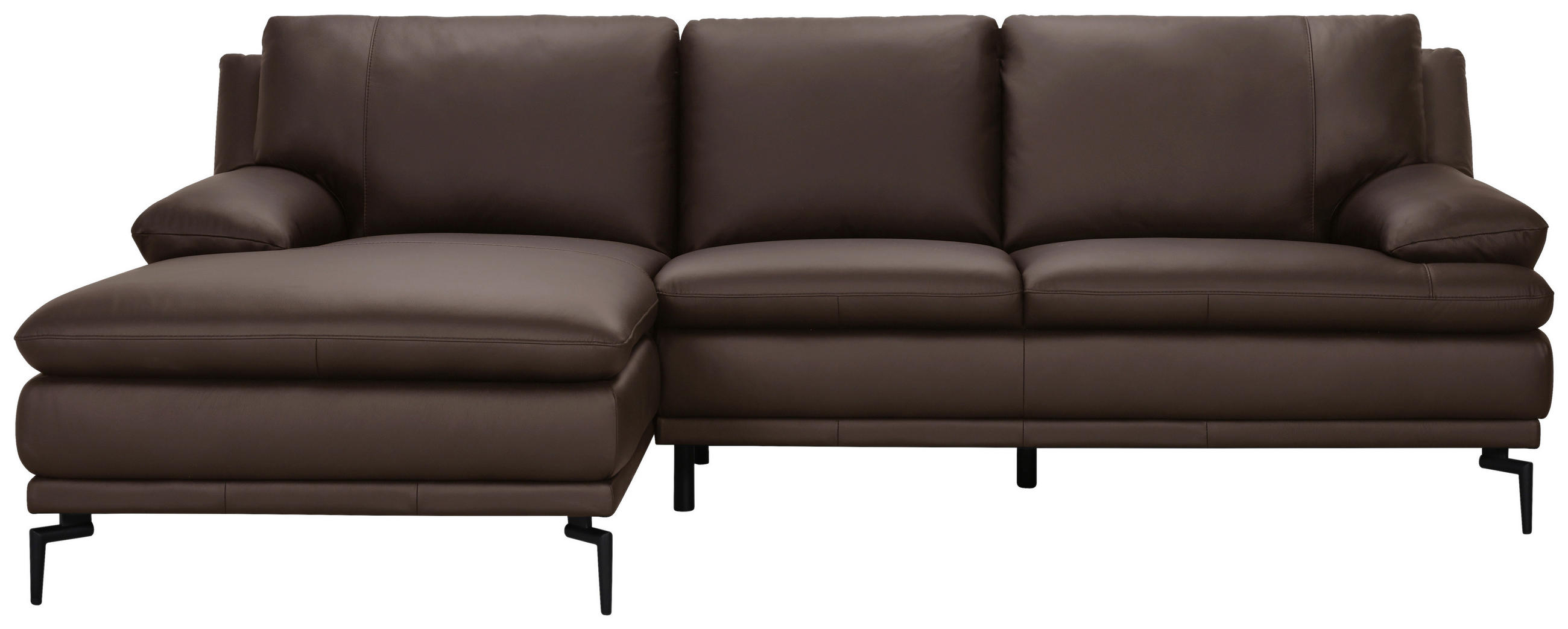 ECKSOFA Braun Echtleder  - Schwarz/Braun, Design, Leder (158/248cm) - MID.YOU