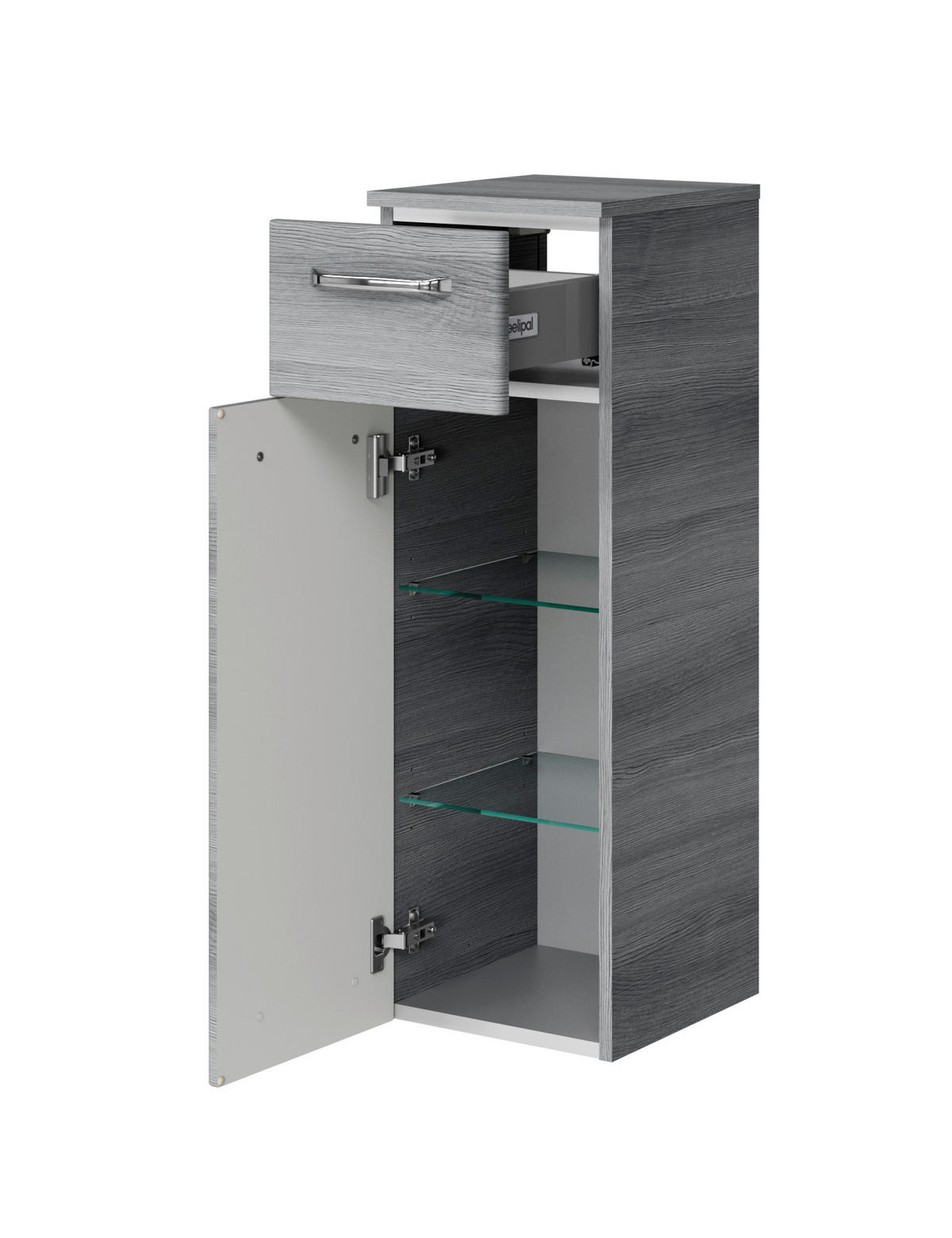 MIDISCHRANK 30/90,5/33 cm  - Chromfarben/Graphitfarben, KONVENTIONELL, Glas/Holzwerkstoff (30/90,5/33cm) - Sadena