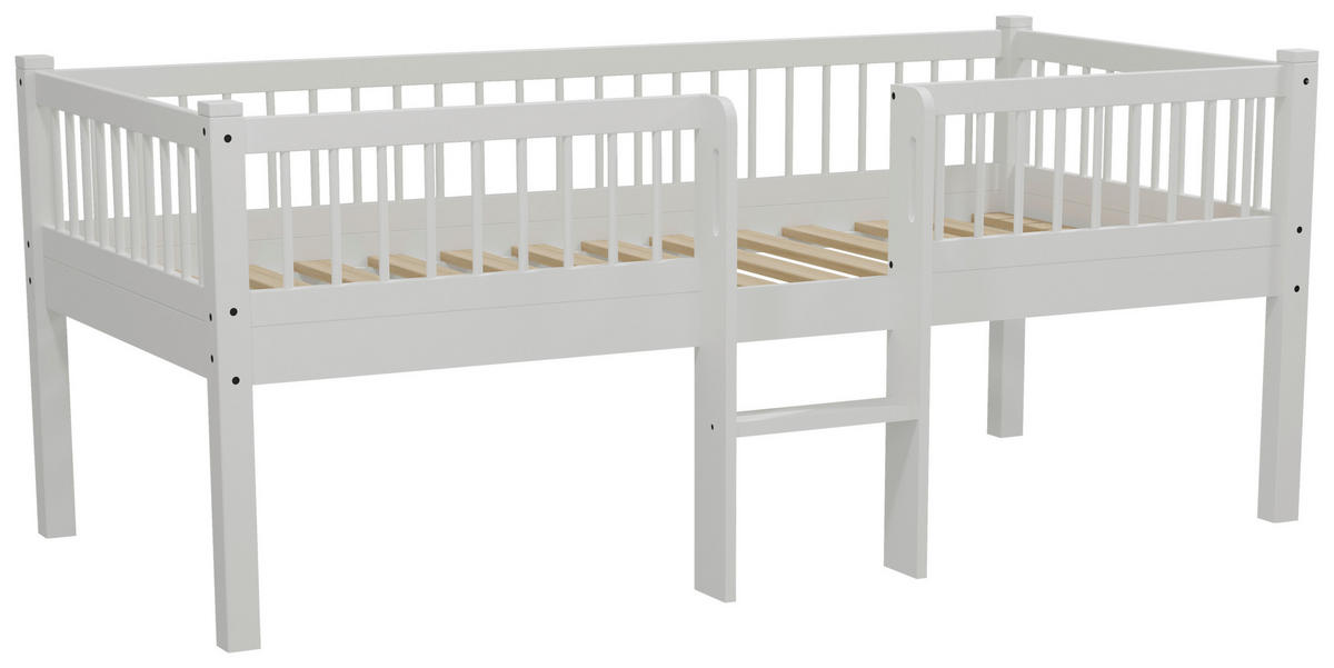 SPIELBETT Buche massiv 90/200 cm Weiß  - Naturfarben/Weiß, MODERN, Holz (90/200cm) - MID.YOU