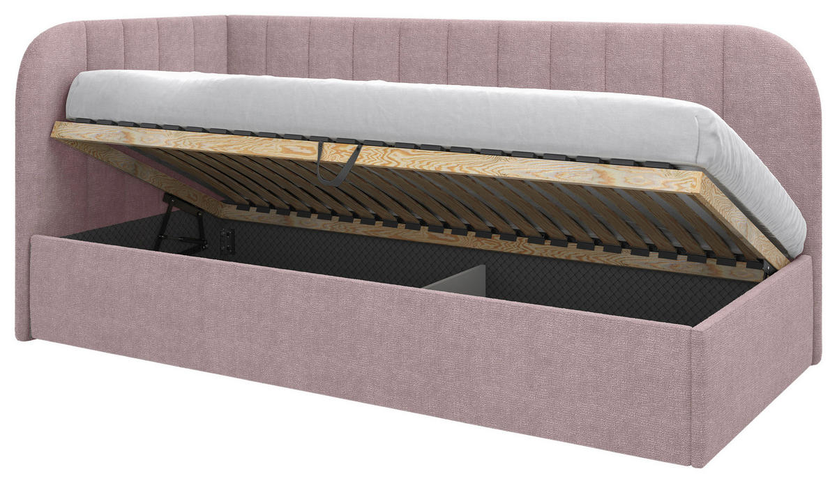 POLSTERBETT 90/200 cm  Rosa  - Schwarz/Rosa, Modern, Holz/Holzwerkstoff (90/200cm) - MID.YOU