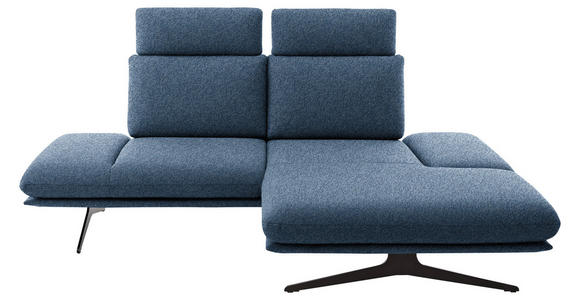 ECKSOFA  in Flachgewebe Blau Rücken echt, Armteilverstellung, Relaxfunktion  234/155 cm  - Blau/Schwarz, Design, Textil/Metall (234/155cm) - Dieter Knoll