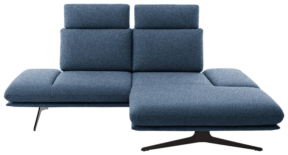 ECKSOFA  in Flachgewebe Blau  234/155 cm  - Blau/Schwarz, Design, Textil/Metall (234/155cm) - Dieter Knoll