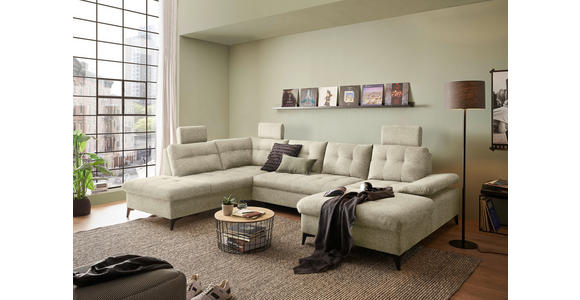 WOHNLANDSCHAFT Beige Webstoff  - Beige/Schwarz, KONVENTIONELL, Kunststoff/Textil (218/324/170cm) - Carryhome