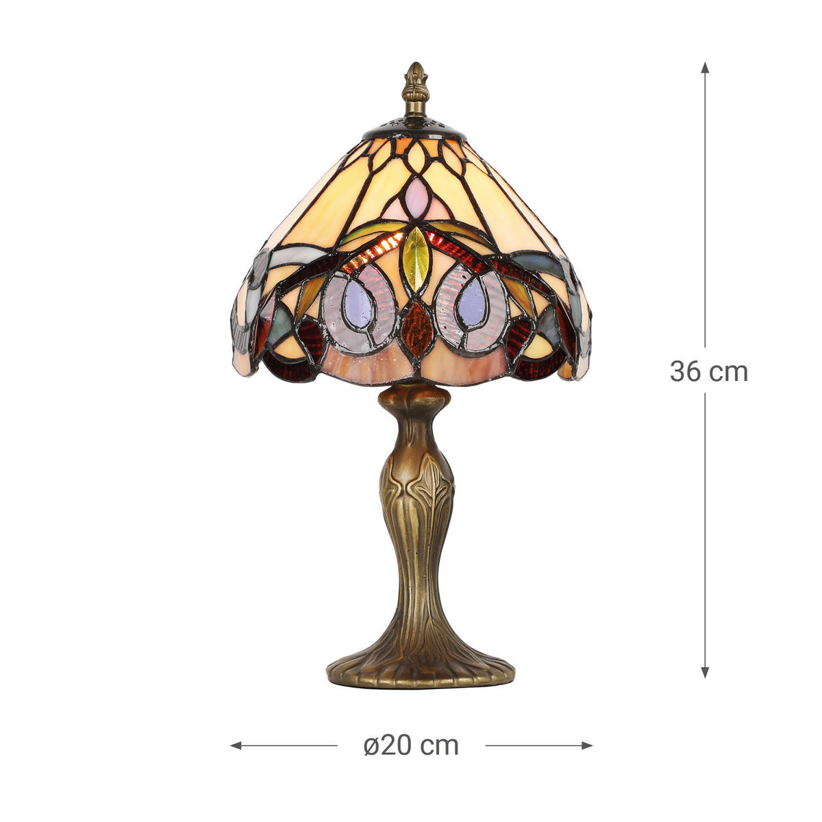 ASZTALI LÁMPA - barna/többszínű, Basics, üveg/fém (36/20/20cm)