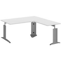 ECKSCHREIBTISCH 160/160/68-82 cm  in Weiß, Alufarben  - Alufarben/Weiß, Basics, Holzwerkstoff/Metall (160/160/68-82cm) - Moderano