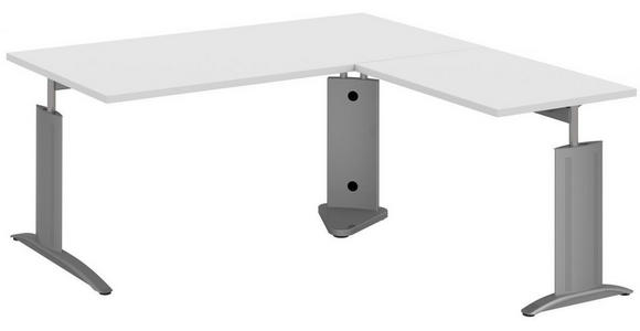 ECKSCHREIBTISCH Weiß, Alufarben - Alufarben/Weiß, Basics, Metall (160/160/68-82cm) - Moderano
