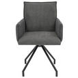 ARMLEHNSTUHL   Webstoff, Mikrofaser  - Anthrazit/Schwarz, Design, Textil/Metall (60/92/60cm) - Linea Natura