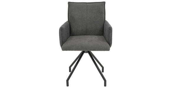 ARMLEHNSTUHL   Webstoff, Mikrofaser  - Anthrazit/Schwarz, Design, Textil/Metall (60/92/60cm) - Linea Natura
