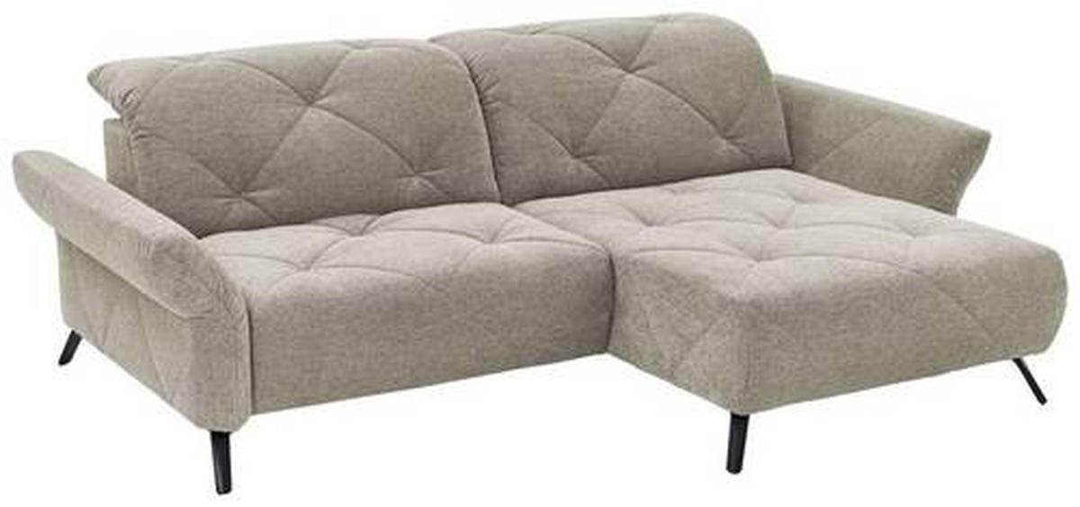 ECKSOFA in Webstoff Hellgrau  - Hellgrau/Schwarz, Design, Textil/Metall (244/173cm) - Moderano