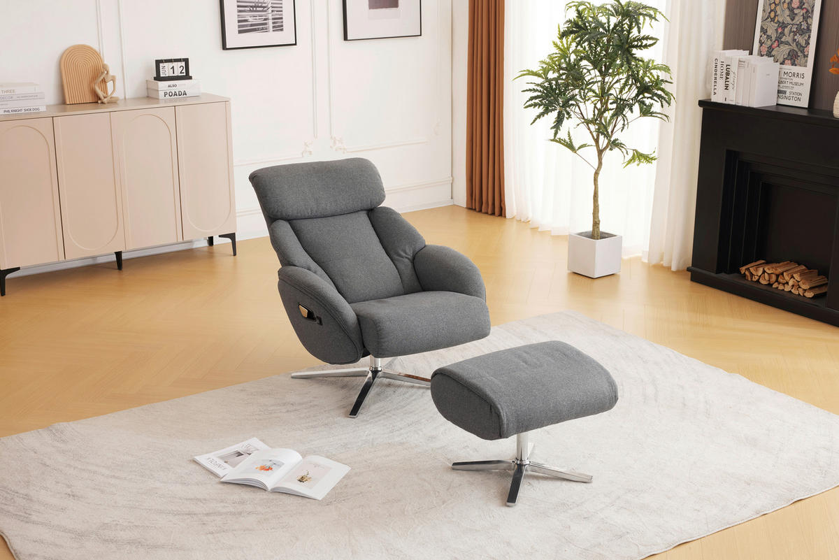 MASSZÁZSFOTEL - ezüstszínű/sötétszürke, Design, textil/fém (76/107/82cm) - Livetastic