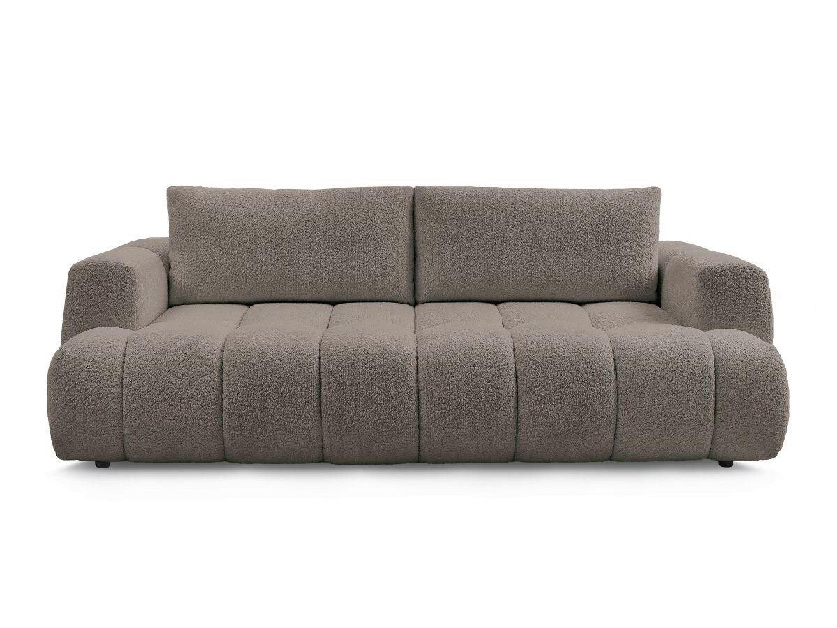SCHLAFSOFA FUJI Bouclé Taupe  inkl.  - Taupe/Schwarz, MODERN, Kunststoff/Textil (251/113/88cm)
