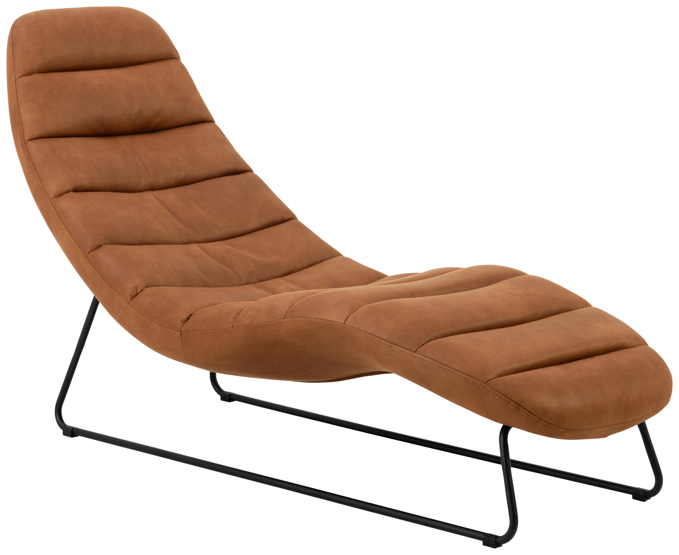 LIGGFÅTÖLJ i läderimitation cognacfärgad  - cognacfärgad/svart, Klassisk, metall/textil (63/86/156cm) - MID.YOU