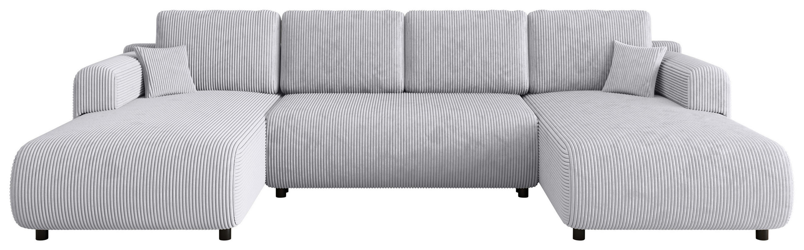 Wohnlandschaft inkl. Funktion Grau Cord  - Schwarz/Grau, KONVENTIONELL, Textil (200/360/200cm) - Xora